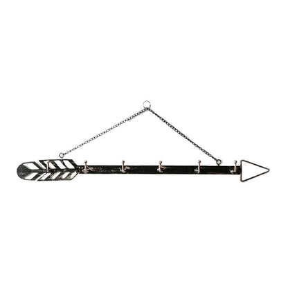 Arrow Wall Hook Hanger 6 Hook Metal Key and Jewelry Organizer Black 18x1.5x0.05