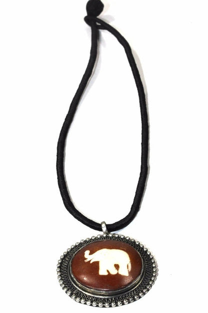 Auspicious Elephant Pendant Necklace Good Luck Amulet