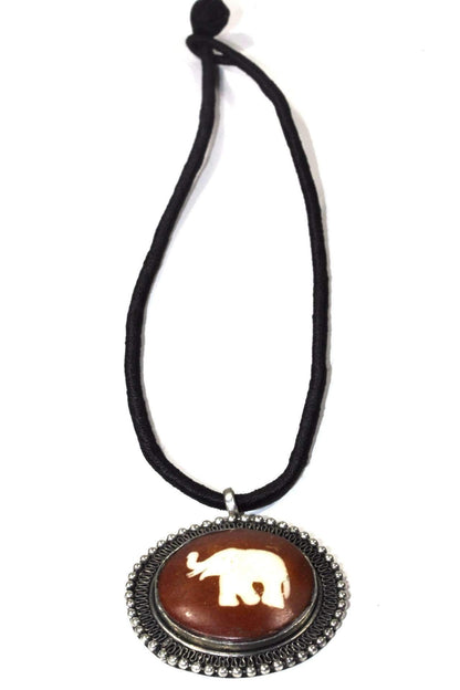 Auspicious Elephant Pendant Necklace Good Luck Amulet