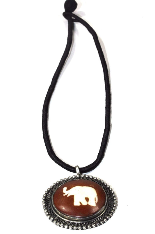 Auspicious Elephant Pendant Necklace Good Luck Amulet