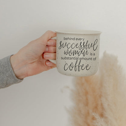 Successful Woman 14.5oz Ceramic Campfire Mug Double-Sided White Sesame Glaze