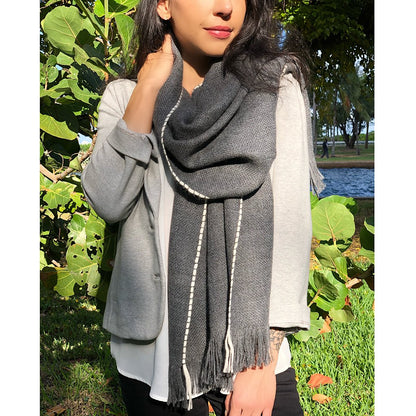 Baby Alpaca Scarf Charcoal - Unisex Soft Lightweight Luxury Winter Wrap