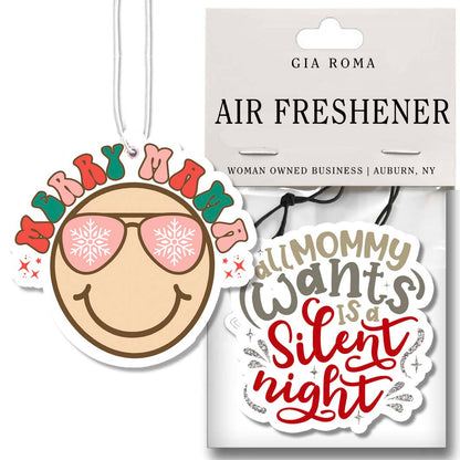 Silent Night Hanging Air Freshener Holiday Scented Car Home Ornament Pine Winter Spice