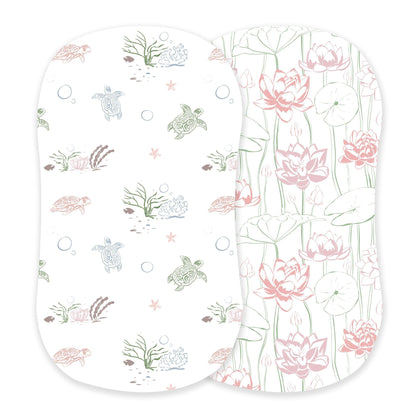 Bamboo Changing Pad Cover Bassinet Sheet Turtles Water Lily