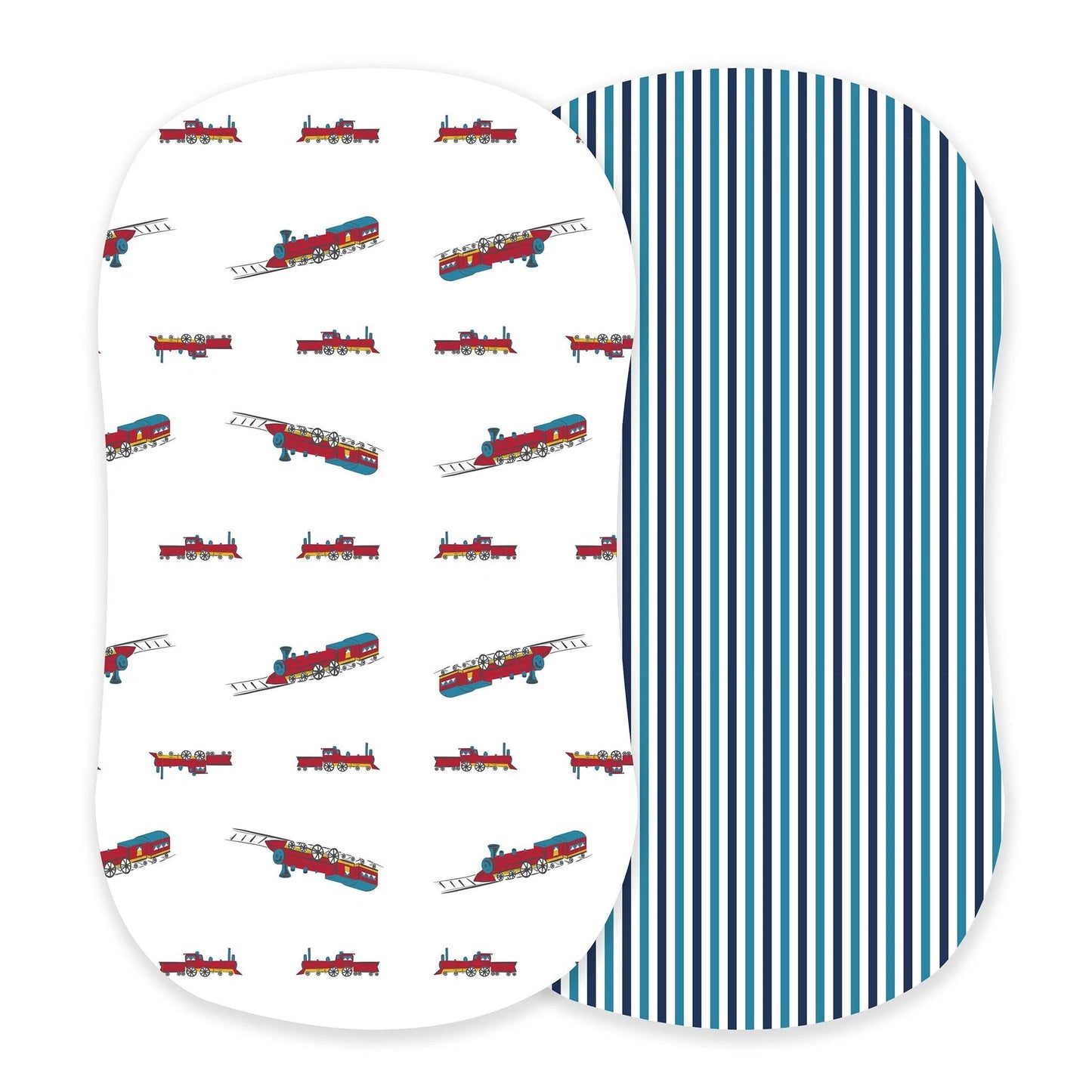 Bamboo Changing Pad Cover Vintage Train Reversible Striped