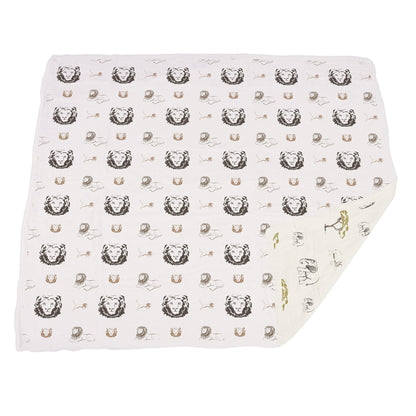 Bamboo Muslin Baby Blanket Lion Rhino Elephant Swaddle