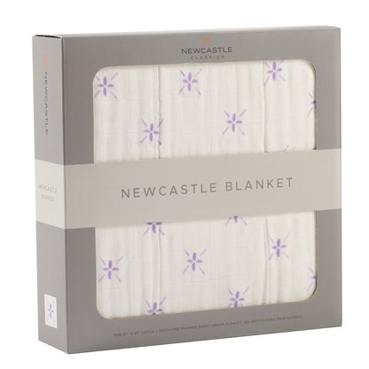 Bamboo Muslin Baby Blanket Watercolor Star 47x47 White