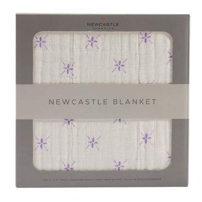 Bamboo Muslin Baby Blanket Watercolor Star 47x47 White