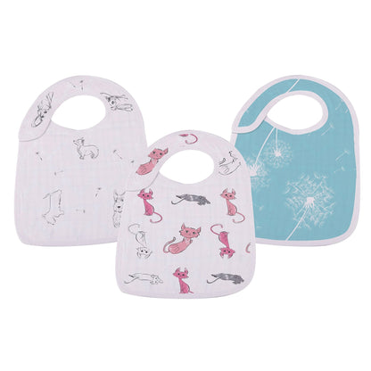 Bamboo Muslin Baby Snap Bibs 3 Pack Dandelion Print