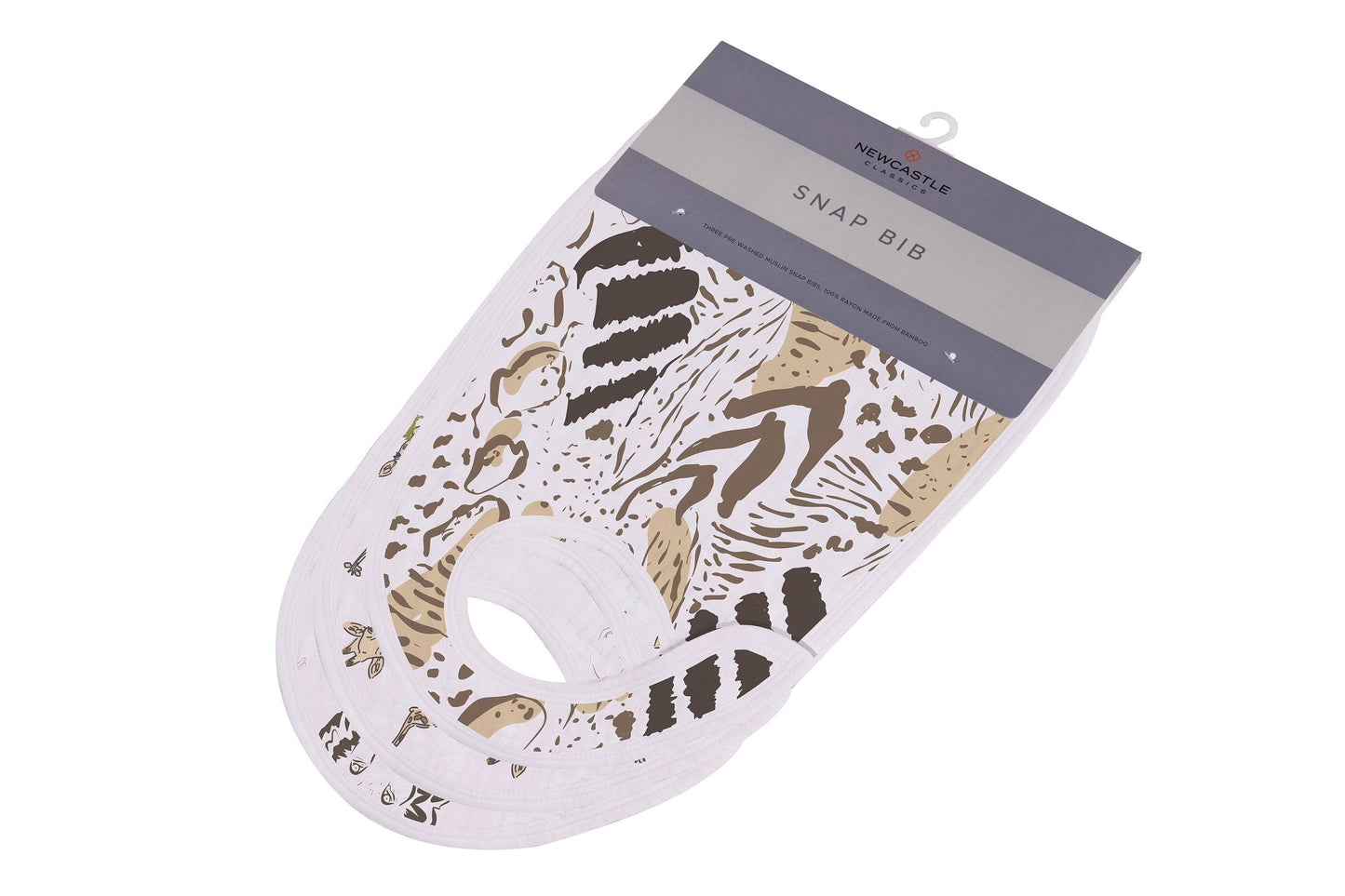 Bamboo Muslin Baby Snap Bibs 3 Pack Savannah Print Soft