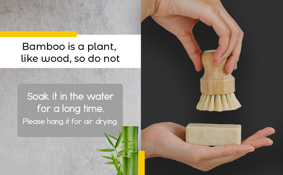 Bamboo Sisal Dish Brush Eco Friendly Firm Bristles For Dishes, Pans, Produce