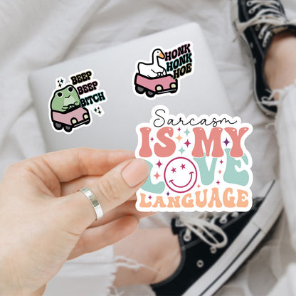 Sarcasm Vinyl Sticker Pack For Water Bottles Mugs Luggage Journals Durable Weatherproof