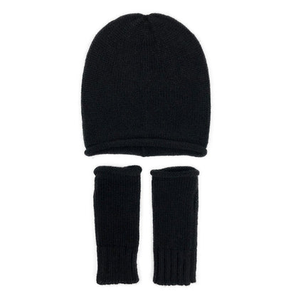 Black Alpaca Fingerless Gloves Long Ribbed Cuff Warm Wrist Sleeve