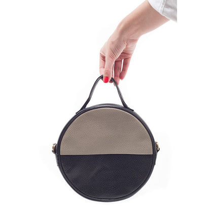 Black Moon Bag Crossbody Clutch Eco Leather Handwoven Cotton Retro Style