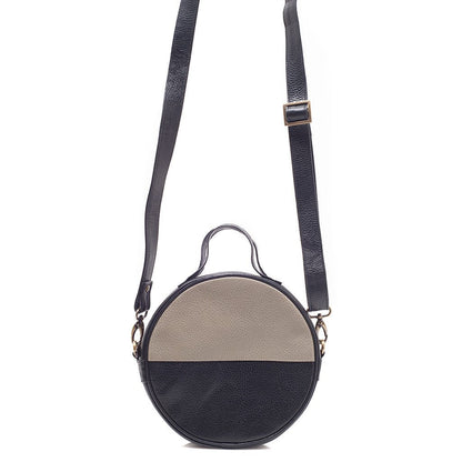 Black Moon Bag Crossbody Clutch Eco Leather Handwoven Cotton Retro Style