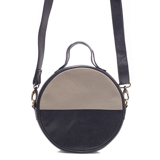 Black Moon Bag Crossbody Clutch Eco Leather Handwoven Cotton Retro Style