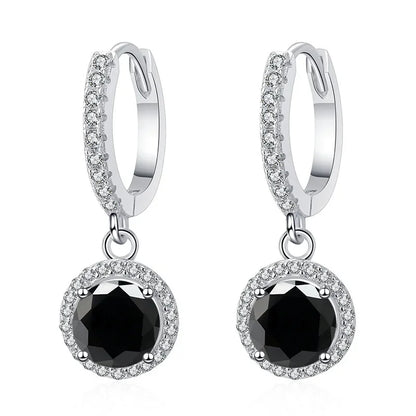 1Ct 6.5mm Blue Green Moissanite Drop Earrings For Women S925 Sterling