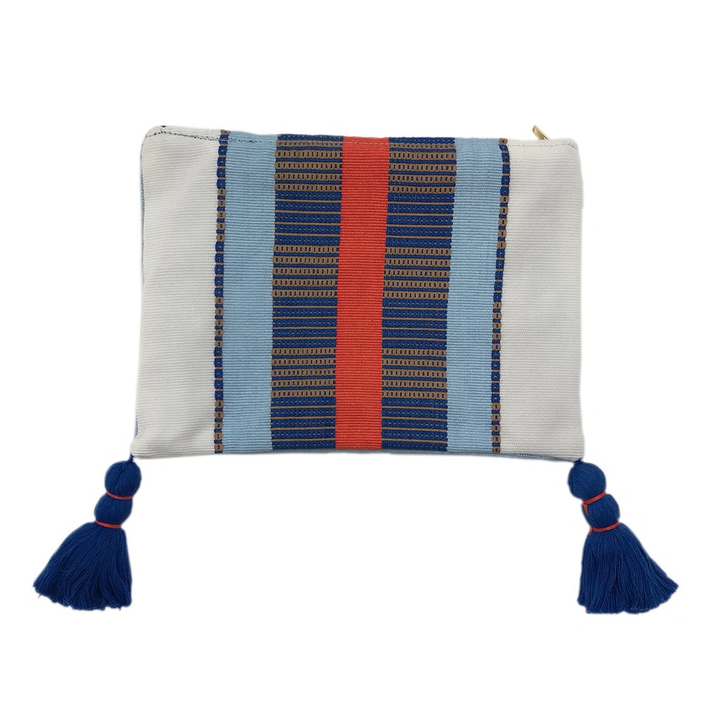 Black Striped Backstrap Clutch Handwoven Guatemalan Textile Evening Bag