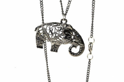 Boho Elephant Pendant Necklace Gold Plated Festival Charm