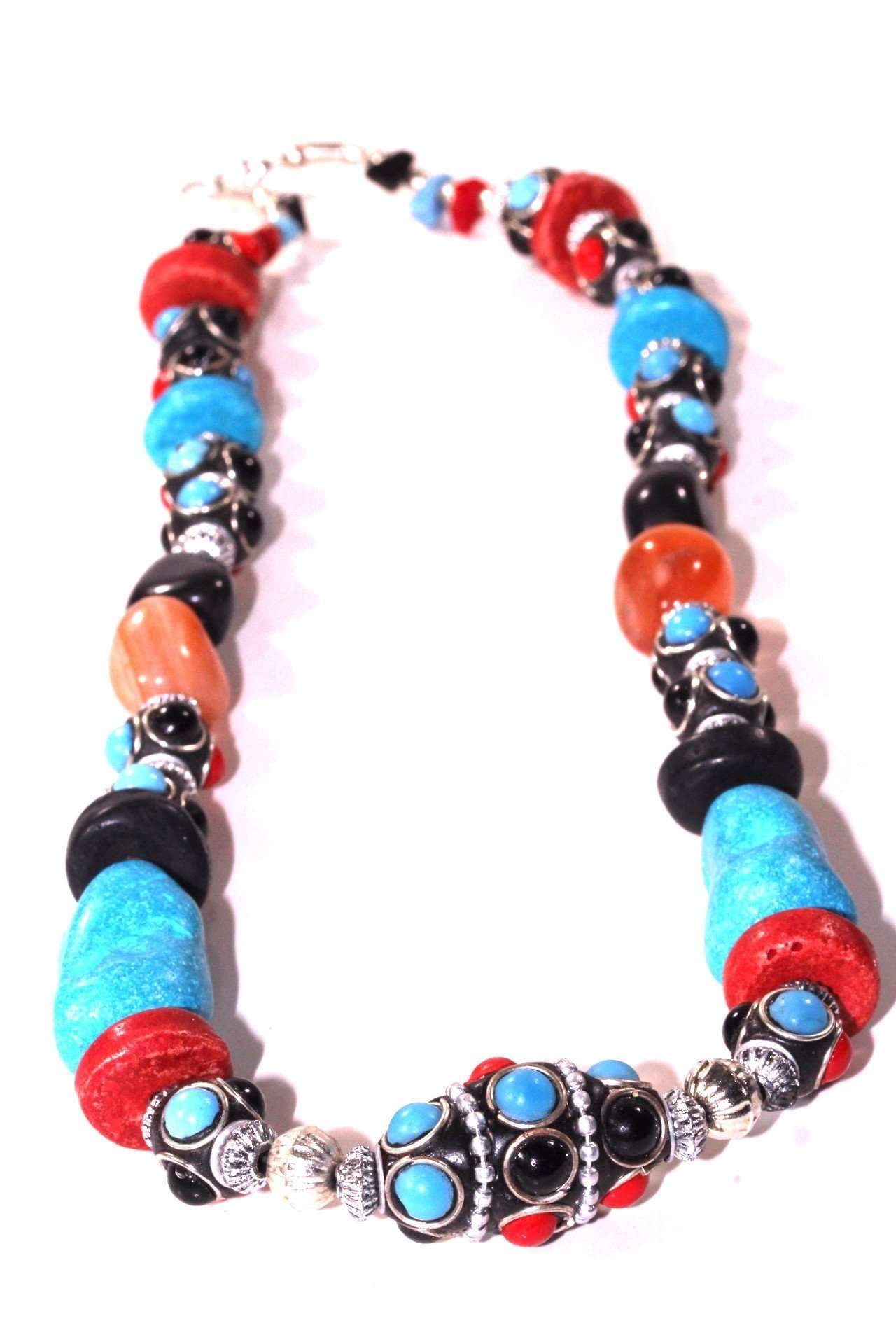 Boho Resin Bead And Charm Statement Necklace For Women