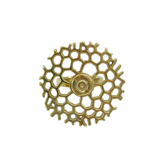 Bombshell Honeycomb Ring Recycled Brass Bullet Casing Handcast Cambodia
