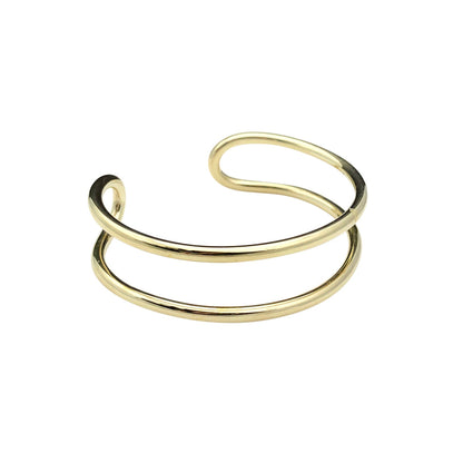 Bombshell Wire Cuff - Adjustable Recycled Brass Arm Cuff, Minimal Artisan