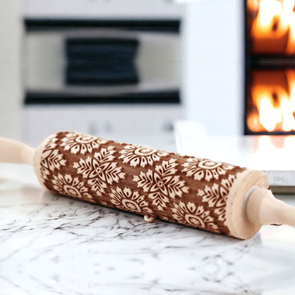 Boxed Rolling Pin Set - 5 Patterned Baking Pins, Kids Friendly, Wooden