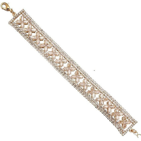 Butterfly Clover Rhinestone Link Bracelet Gold Plated
