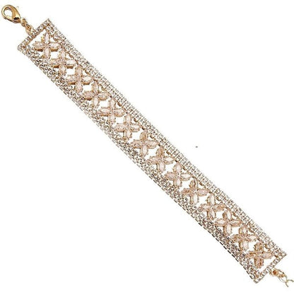 Butterfly Clover Rhinestone Link Bracelet Gold Plated