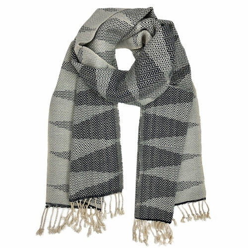 Cambodia Chevron Tapestry Scarf 100% Organic Cotton Handloomed Tassel Fringe