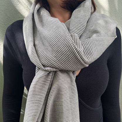 Cambodian Handloom Scarf 100% Organic Cotton Large Travel Wrap Neutral Tones