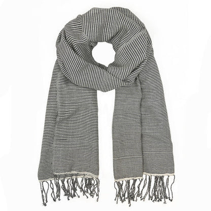 Cambodian Handloom Scarf 100% Organic Cotton Large Travel Wrap Neutral Tones