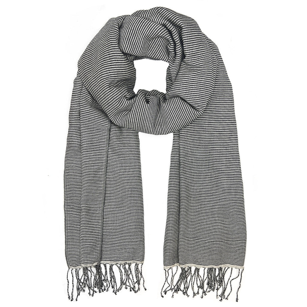 Cambodian Handloom Scarf 100% Organic Cotton Large Travel Wrap Neutral Tones