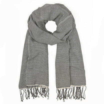 Cambodian Handloom Scarf 100% Organic Cotton Large Travel Wrap Neutral Tones