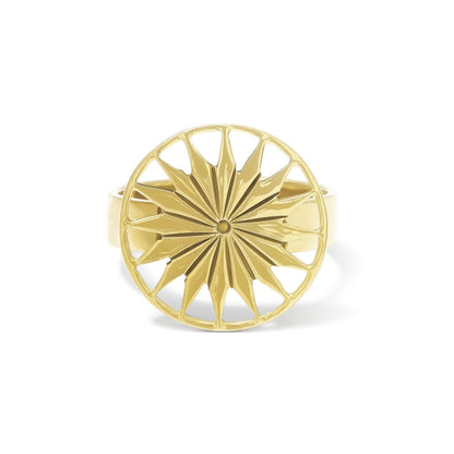 Cambodian Sunshine Ring Recycled Bombshell Brass Minimalist Peaceful Gold
