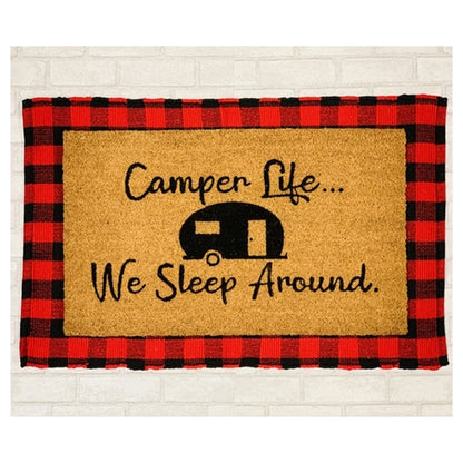 Camper Life Funny Doormat We Sleep Around Outdoor Welcome Mat For RV Tent Cabin Porch