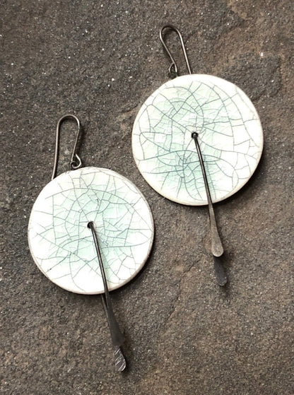 Ceramic Disc Statement Earrings Lightweight Hypoallergenic