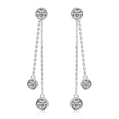 Certified Moissanite Tassel Stud Earrings 925 Sterling Silver Chain Pendant