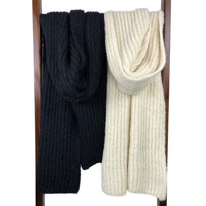 Chunky Black Alpaca Scarf Oversized Unisex Knit Warm Winter Wrap Long Soft Luxury Layering