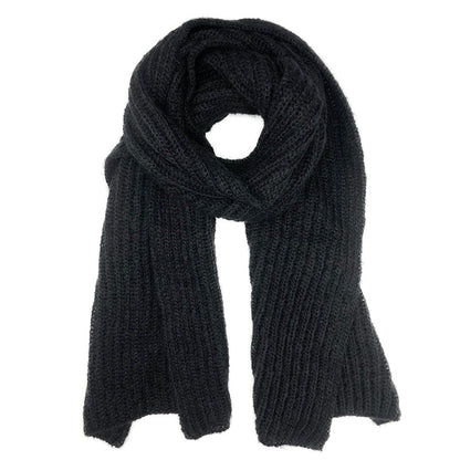 Chunky Black Alpaca Scarf Oversized Unisex Knit Warm Winter Wrap Long Soft Luxury Layering