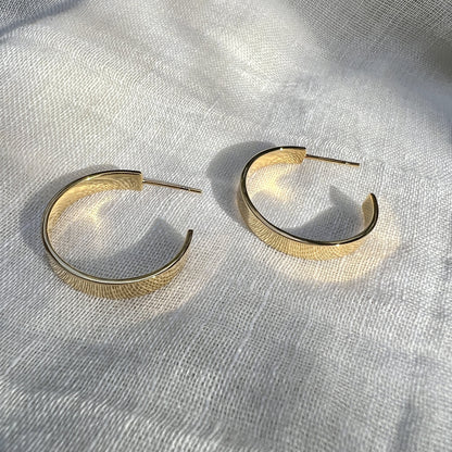 Chunky Gold Plated Recycled Bombshell Hoop Earrings Sustainable Handcrafted