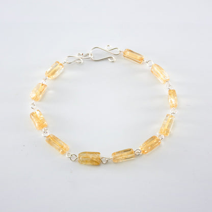 Citrine Sterling Silver Bracelet Natural Gemstone Handmade