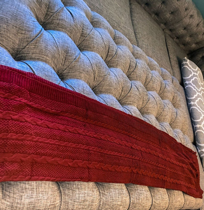 Claret Knit Sweater Throw Lightweight Cozy Blanket For Couch Bed