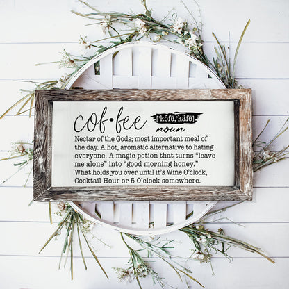 Coffee Definition Wooden Sign For Coffee Bar Decor Rustic Kitchen Wall Art Scientific Humor
