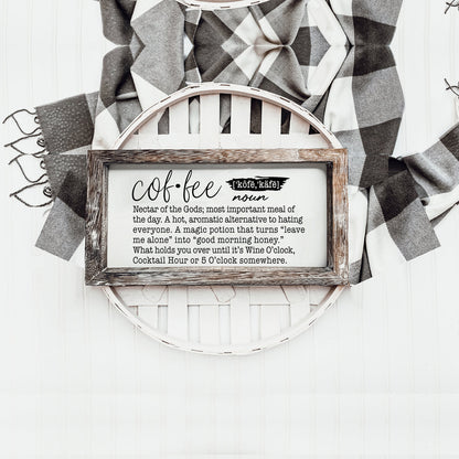 Coffee Definition Wooden Sign For Coffee Bar Decor Rustic Kitchen Wall Art Scientific Humor
