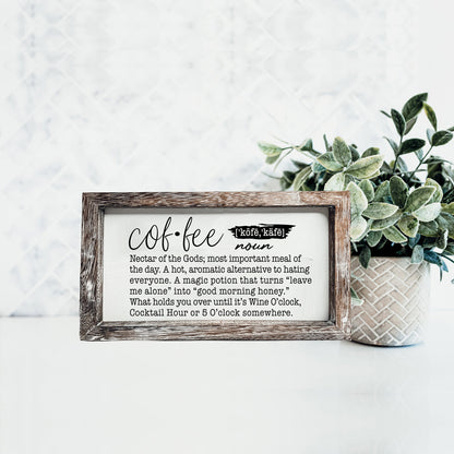 Coffee Definition Wooden Sign For Coffee Bar Decor Rustic Kitchen Wall Art Scientific Humor