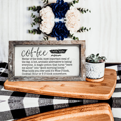 Coffee Definition Wooden Sign For Coffee Bar Decor Rustic Kitchen Wall Art Scientific Humor