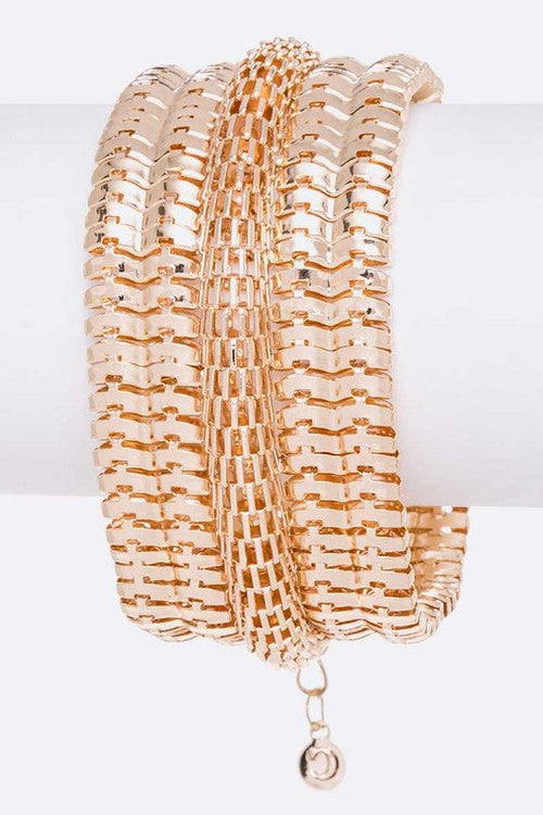 Coil Chain Bracelet Gold Plated Fashion Statement Cuff