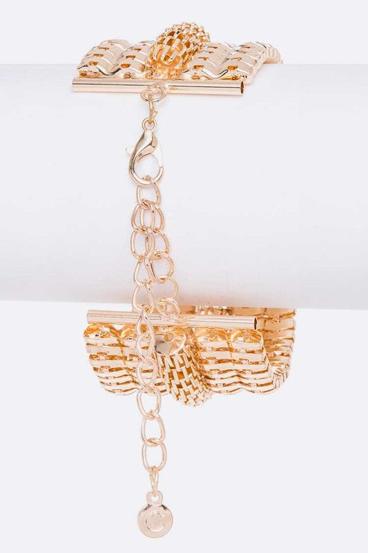 Coil Chain Bracelet Gold Plated Fashion Statement Cuff