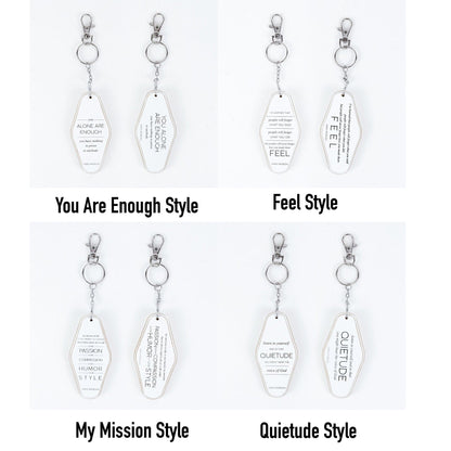 Wooden Inspirational Keychains Double Sided Engraved Motivational Messages Vertical Horizontal